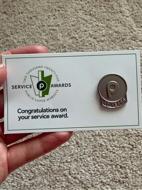 Publix Supermarkets 10 Year Service Awards Pin